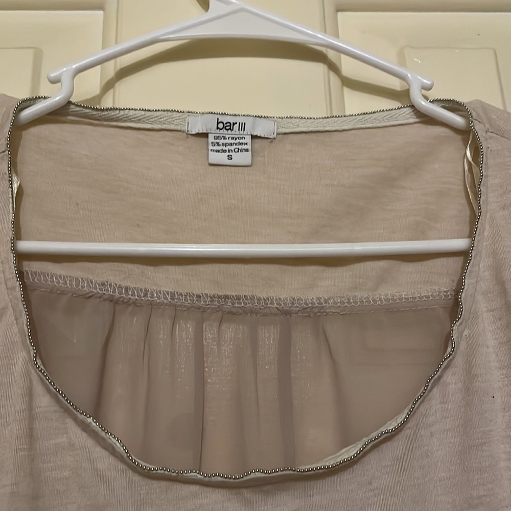 Bar III BEADED NECKLINE MESH top. Size small.